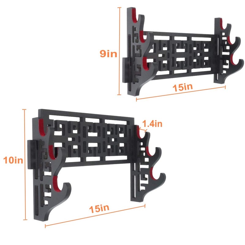 Eforlife Velvet Protect Sword Wall Mount Sword Holder Display Stand with Felt Strips for Katana Wakizashi Genji and Samurai Swords (3 Tier Classic) - Image 2